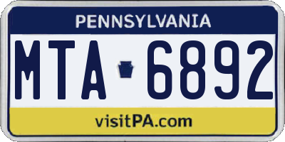 PA license plate MTA6892
