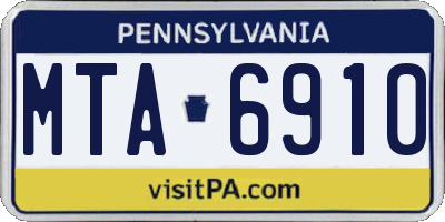 PA license plate MTA6910