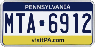 PA license plate MTA6912