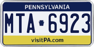 PA license plate MTA6923