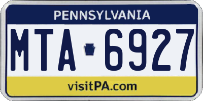 PA license plate MTA6927