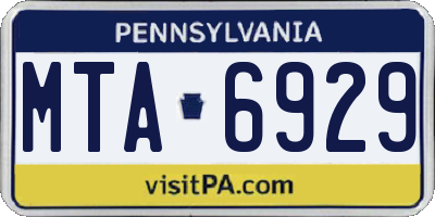PA license plate MTA6929