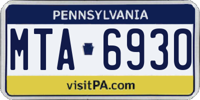 PA license plate MTA6930