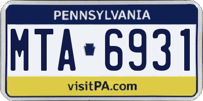 PA license plate MTA6931