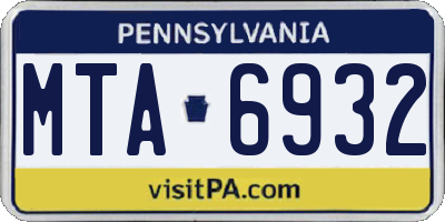 PA license plate MTA6932