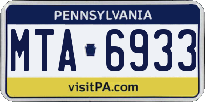 PA license plate MTA6933