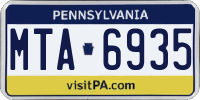 PA license plate MTA6935