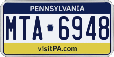 PA license plate MTA6948