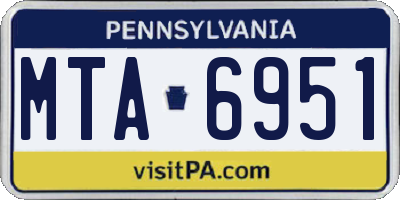 PA license plate MTA6951
