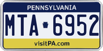PA license plate MTA6952