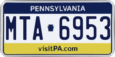 PA license plate MTA6953