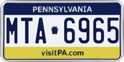PA license plate MTA6965