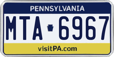 PA license plate MTA6967