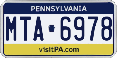PA license plate MTA6978