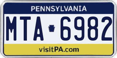 PA license plate MTA6982