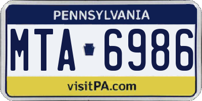 PA license plate MTA6986