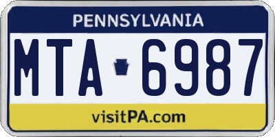 PA license plate MTA6987