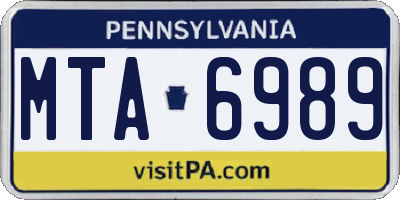 PA license plate MTA6989