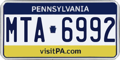 PA license plate MTA6992