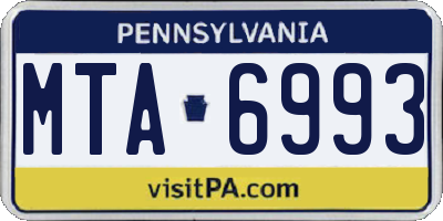 PA license plate MTA6993