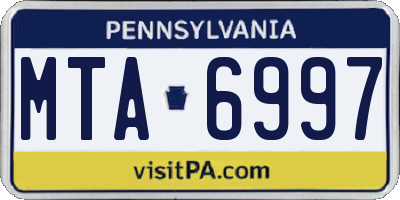 PA license plate MTA6997