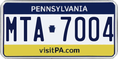PA license plate MTA7004