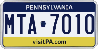 PA license plate MTA7010