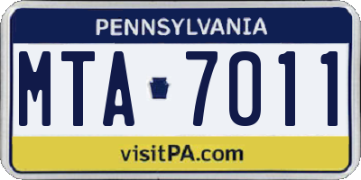 PA license plate MTA7011