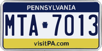 PA license plate MTA7013