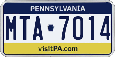 PA license plate MTA7014