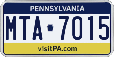 PA license plate MTA7015