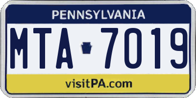 PA license plate MTA7019