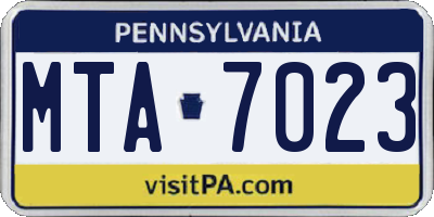 PA license plate MTA7023