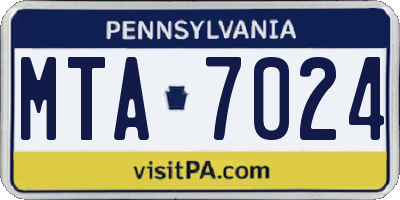 PA license plate MTA7024
