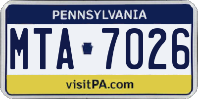 PA license plate MTA7026