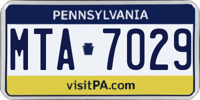 PA license plate MTA7029