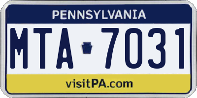 PA license plate MTA7031