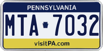 PA license plate MTA7032