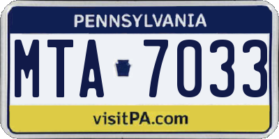 PA license plate MTA7033