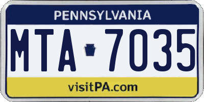 PA license plate MTA7035