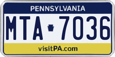 PA license plate MTA7036