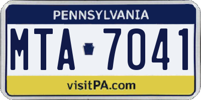 PA license plate MTA7041