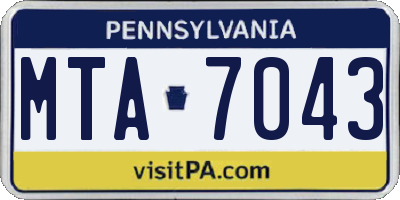 PA license plate MTA7043