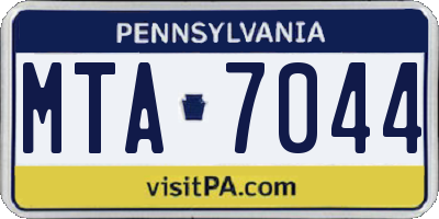 PA license plate MTA7044