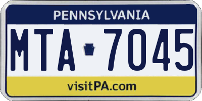 PA license plate MTA7045