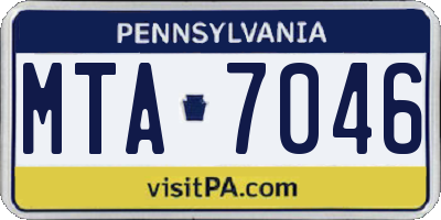 PA license plate MTA7046