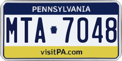 PA license plate MTA7048