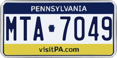 PA license plate MTA7049