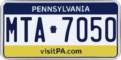 PA license plate MTA7050