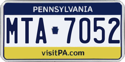 PA license plate MTA7052